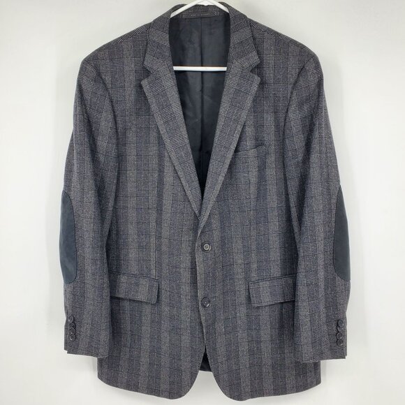 Hugo Boss The Smith Grey 2 Button Elbow Patch Sports Coat Blazer Suit Jacket 42R - Picture 1 of 12